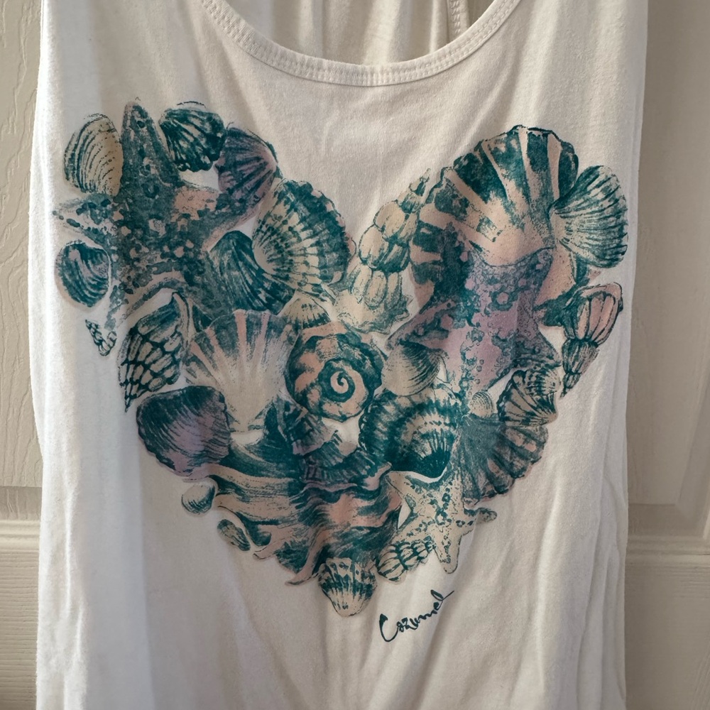 Casual White Seashell Heart Tank Top